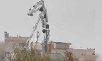 وضعیت دکل مخابراتی سهروردی بعد از طوفان تهران