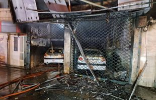 آتش‌سوزی در یک تعمیرگاه خودرو در خیابان آذربایجان