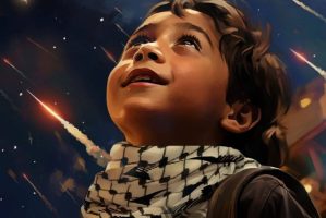 خوشحالیِ کودک فلسطینی از موشک‌باران اسرائیل توسط ایران
