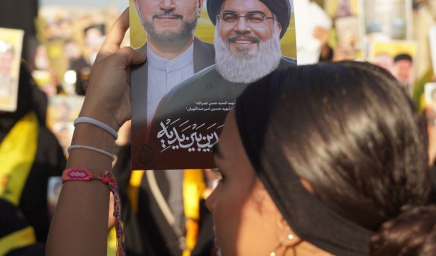 تصویری از مراسم اولین سالگرد شهادت سیدالشهدای مقاومت، شهید سید حسن نصرالله در بیروت